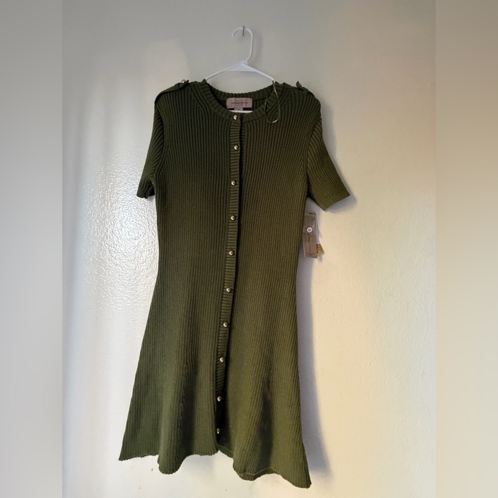 French Connection Olive Green Ribbed Knit Top